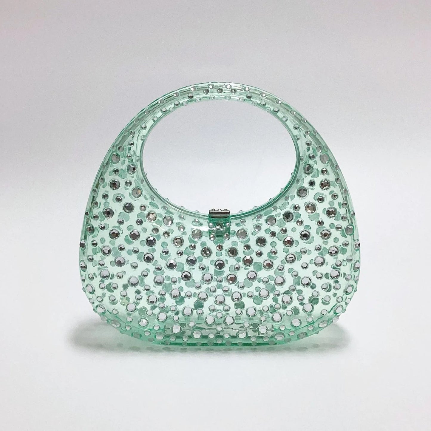 Acrylic Diamante Mini Handbag - Purple/Green/Gold