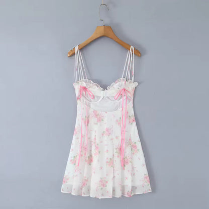 Pink Floral Lace Sun Dress Creative Femininity