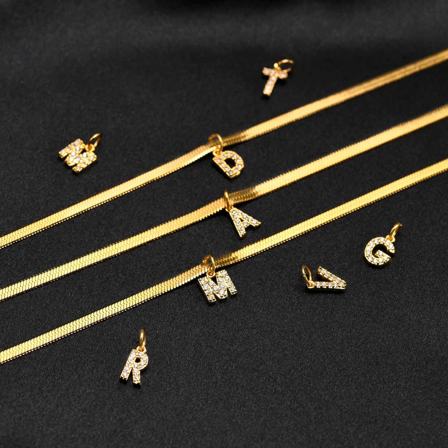 Gold Diamond Initial Necklace