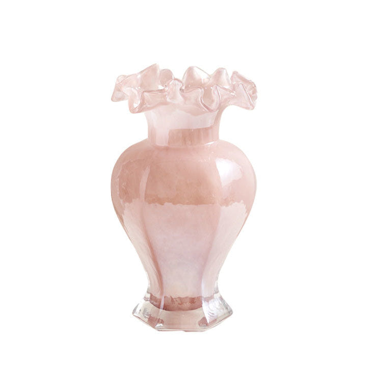 Pink & Gold Ruffle Flute Vase Creative Femininity