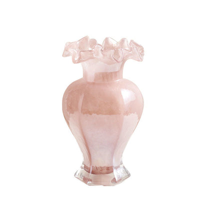 Pink & Gold Ruffle Flute Vase Creative Femininity
