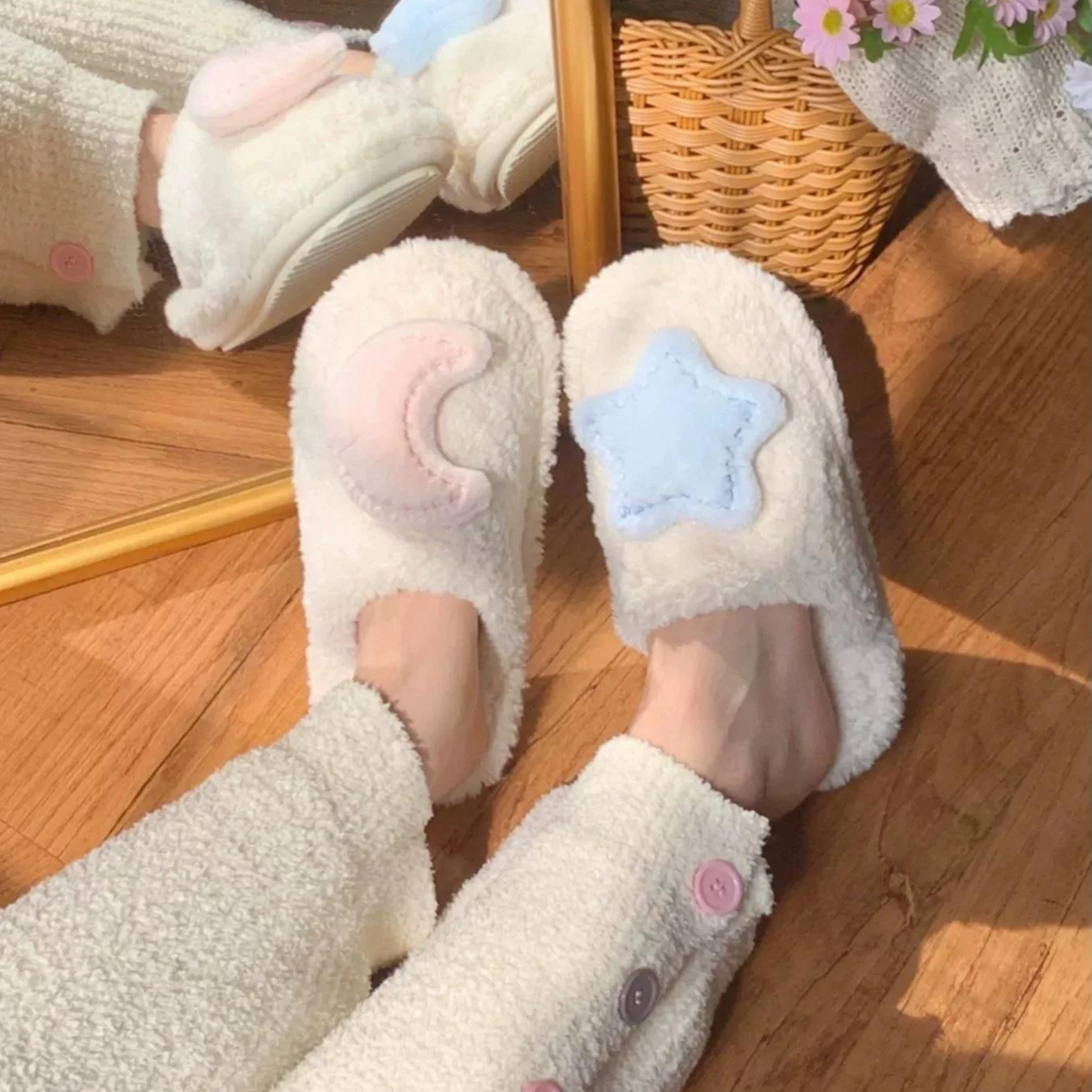 Star & Moon Plush Slippers