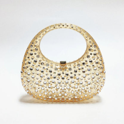 Acrylic Diamante Mini Handbag - Purple/Green/Gold