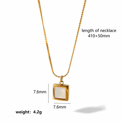 Square Amber Pendant Necklace