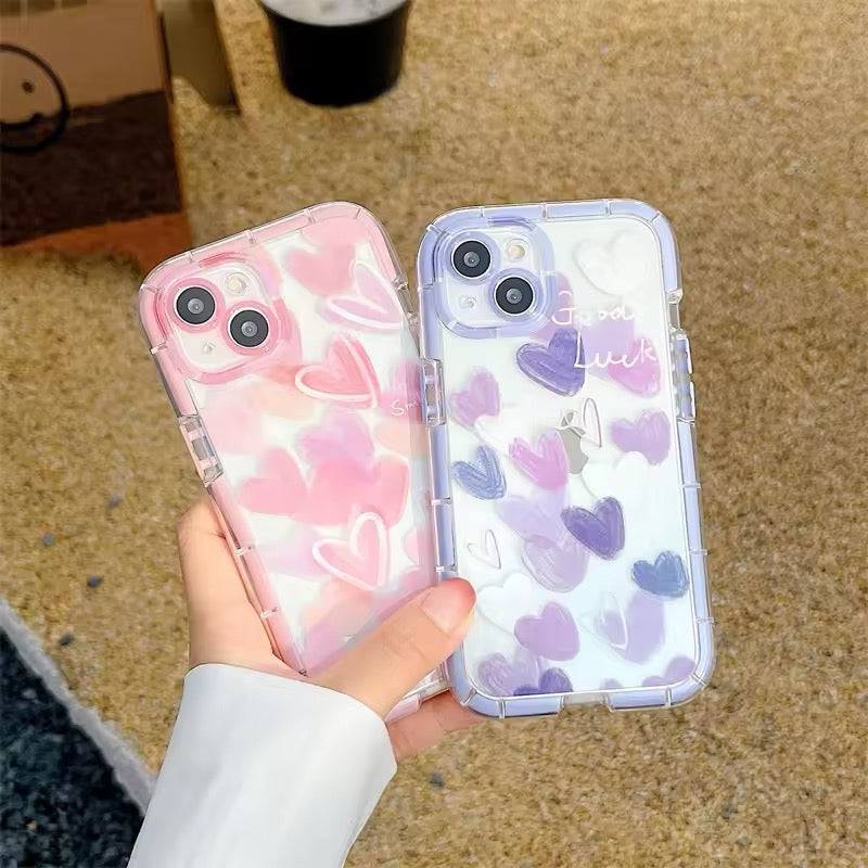 Pink & Purple Love Heart iPhone Case