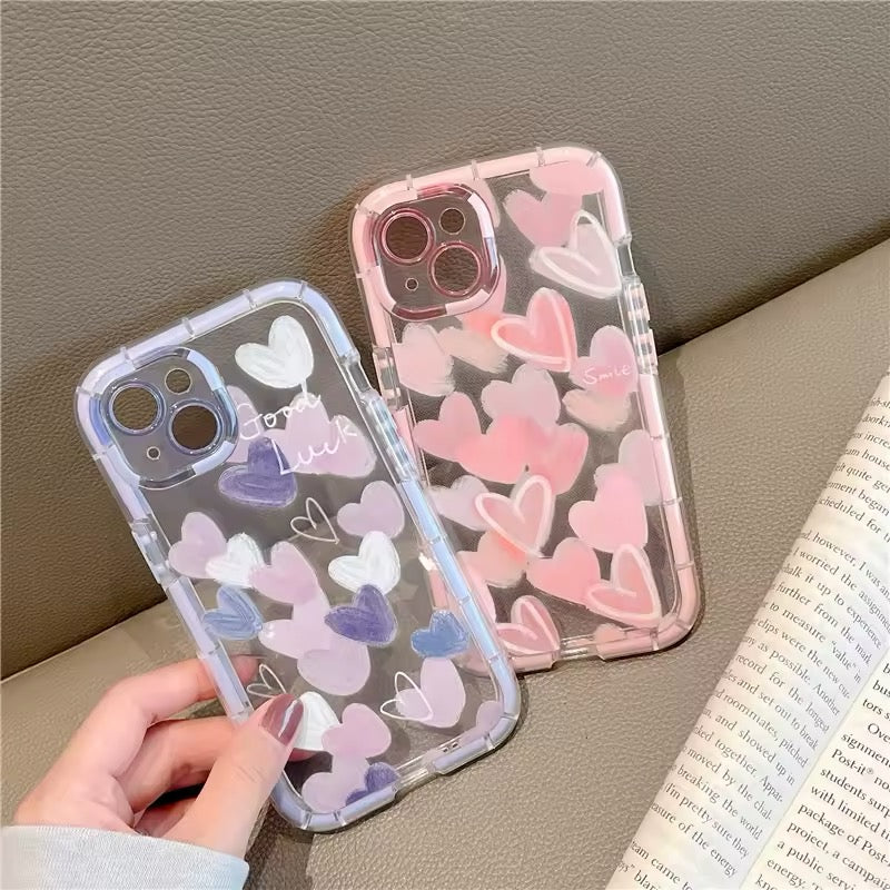 Pink & Purple Love Heart iPhone Case