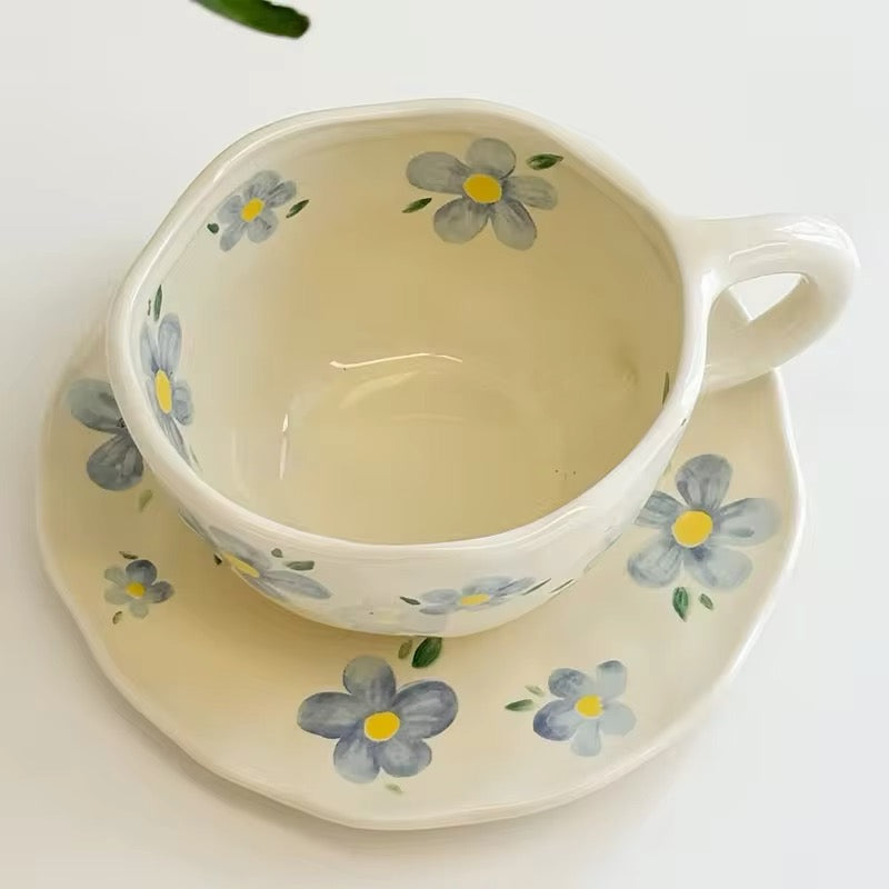 Cottagecore Painted Floral Mug Set