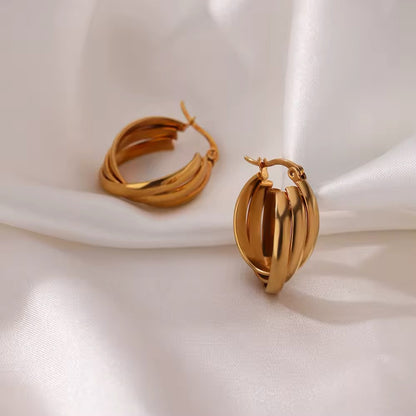 Triple Layered Gold Hoop Earrings