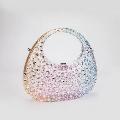 Diamanté Mini Acrylic Handbag - Rainbow/Blue/Lime