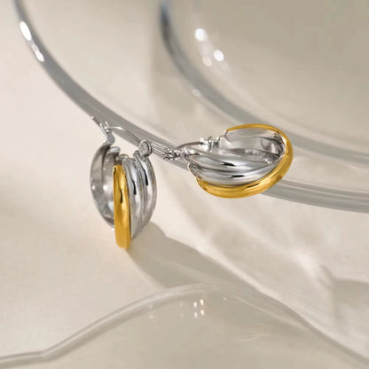 Triple Layered Gold Hoop Earrings