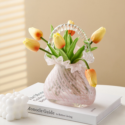 Handmade Crystal Glass Handbag Vase