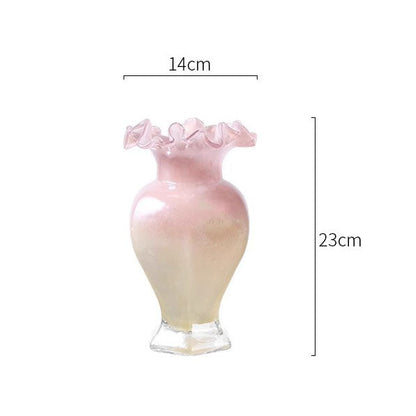 Pink & Gold Ruffle Flute Vase Creative Femininity