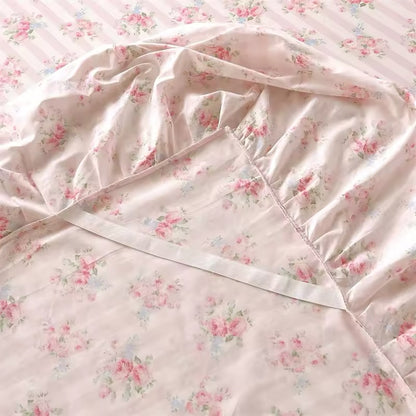 Pink Floral Ruffle Duvet Set