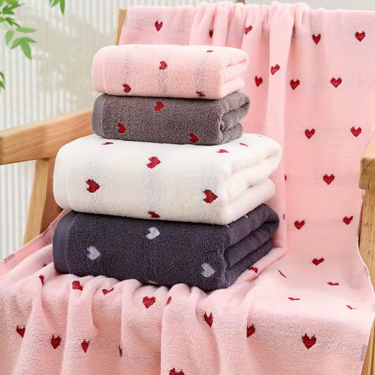 100% Cotton Love Heart Bath Towel CreativeFemininity