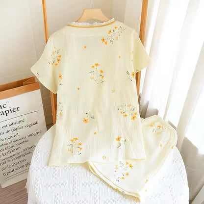 Orange Trim Kimono Pjs