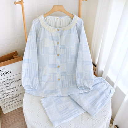 Blue and white patchwork cotton pjs 