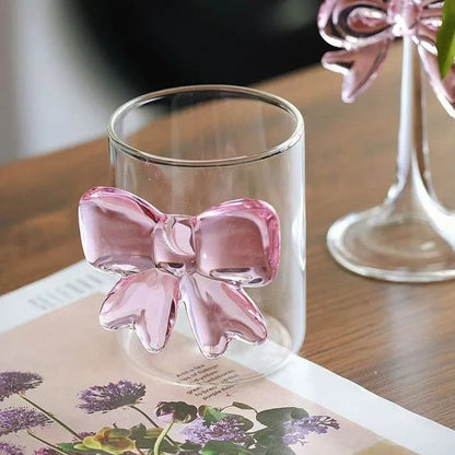 Pink Bow Stem Wine Glass