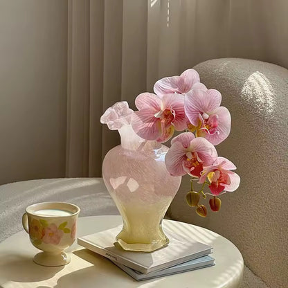 Pink & Gold Ruffle Flute Vase Creative Femininity
