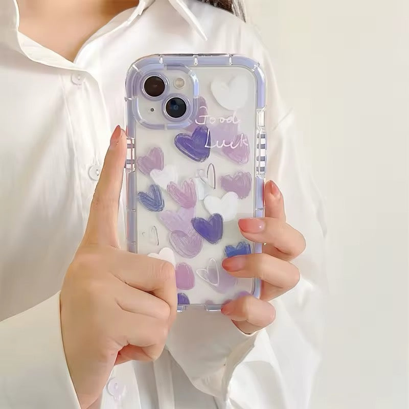 Pink & Purple Love Heart iPhone Case