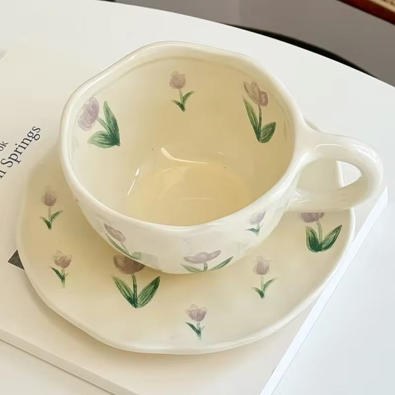 Cottagecore Painted Floral Mug Set