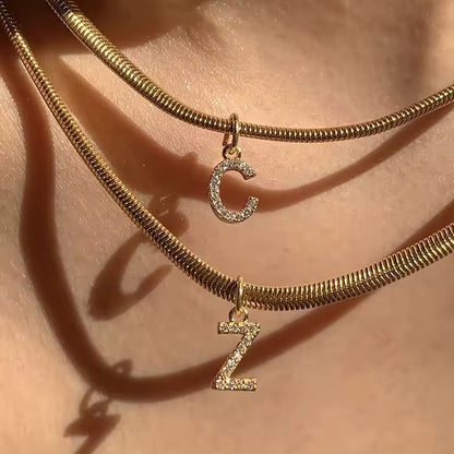 Gold Diamond Initial Necklace