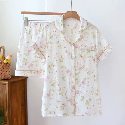 Pink Festive Cotton Gauze Pjs