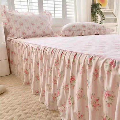 Pink Floral Ruffle Duvet Set