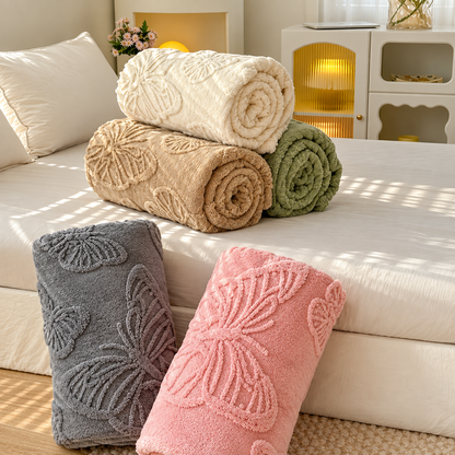 Butterfly Fleece Bed Throw Creative Femininity