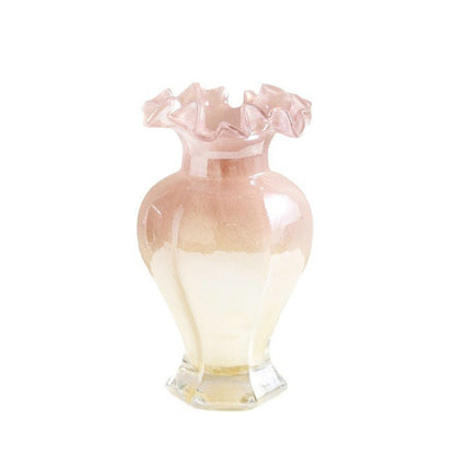 Pink & Gold Ruffle Flute Vase Creative Femininity
