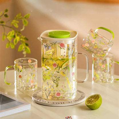 Flora Glass Jug & Cup Set
