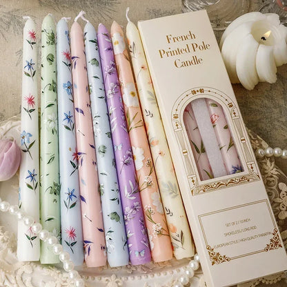 French painted floral candles 