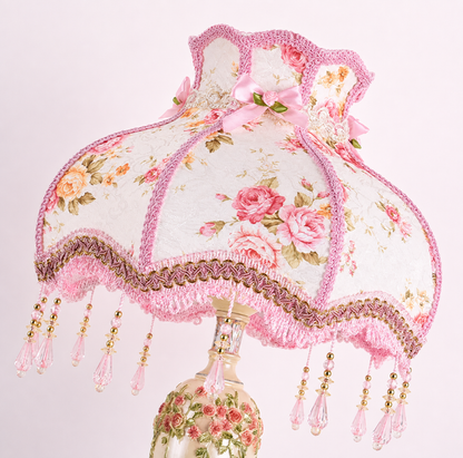 Rococo Pink Floral Tassel Lamp Creative Femininity