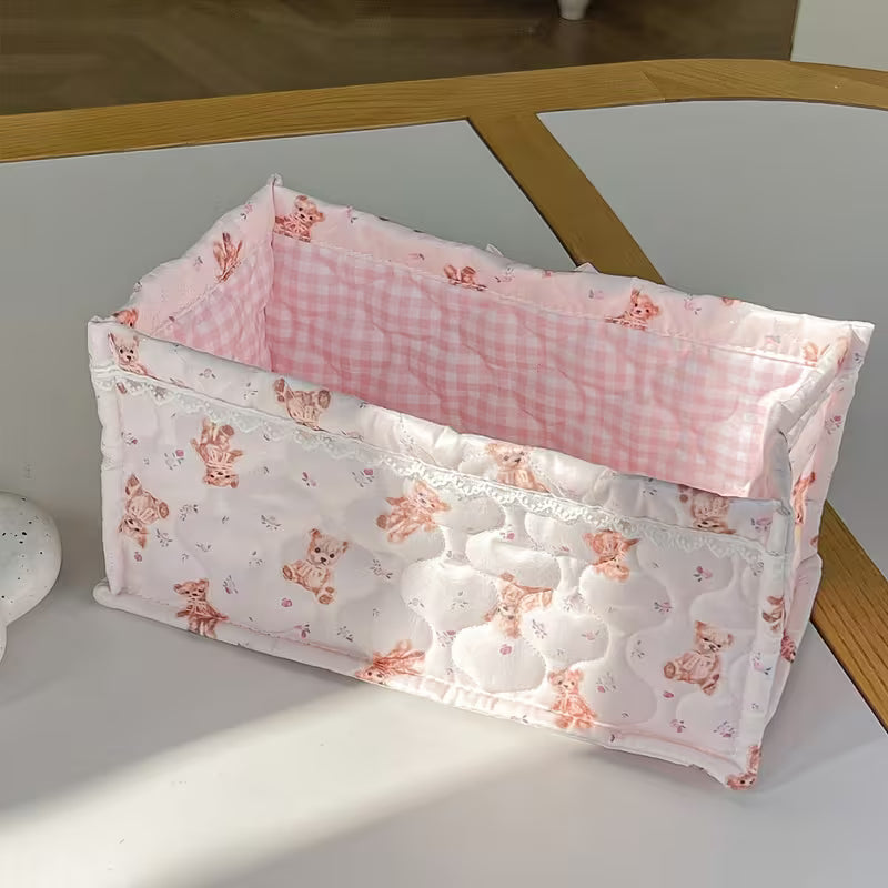 Pink Square Quilted Storage Baskets Creative Femininity
