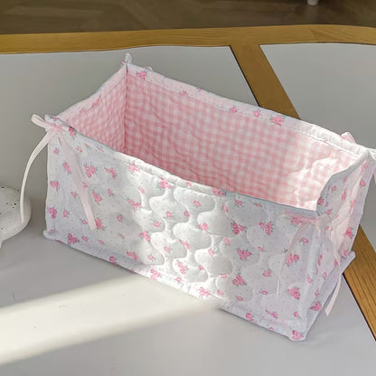 Pink Square Quilted Storage Baskets Creative Femininity
