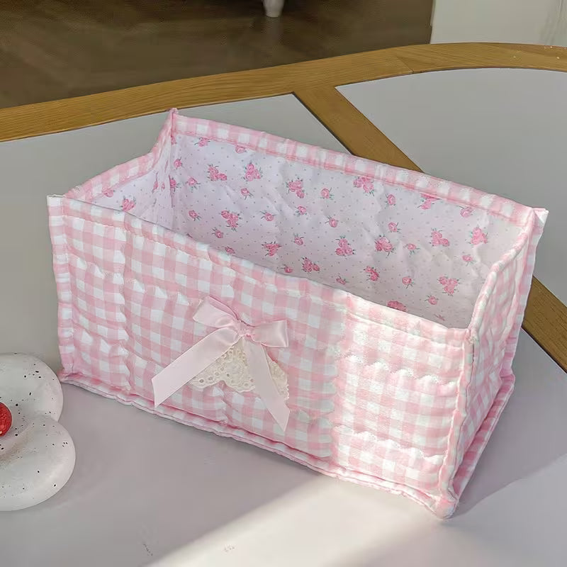 Pink Square Quilted Storage Baskets Creative Femininity