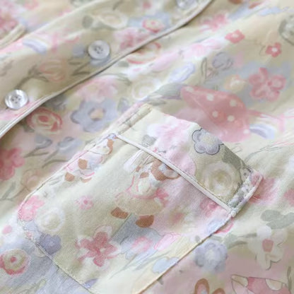 Cotton Floral & Bunny Print Pyjamas Set