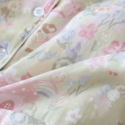 Cotton Floral & Bunny Print Pyjamas Set