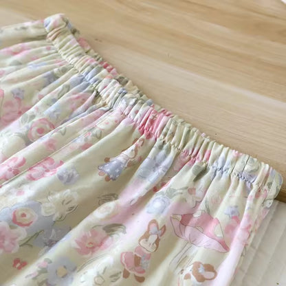 Cotton Floral & Bunny Print Pyjamas Set