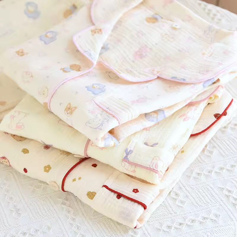 Pastel Bunny & Bow Pyjama Short Set