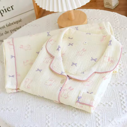 Pastel Bunny & Bow Pyjama Short Set
