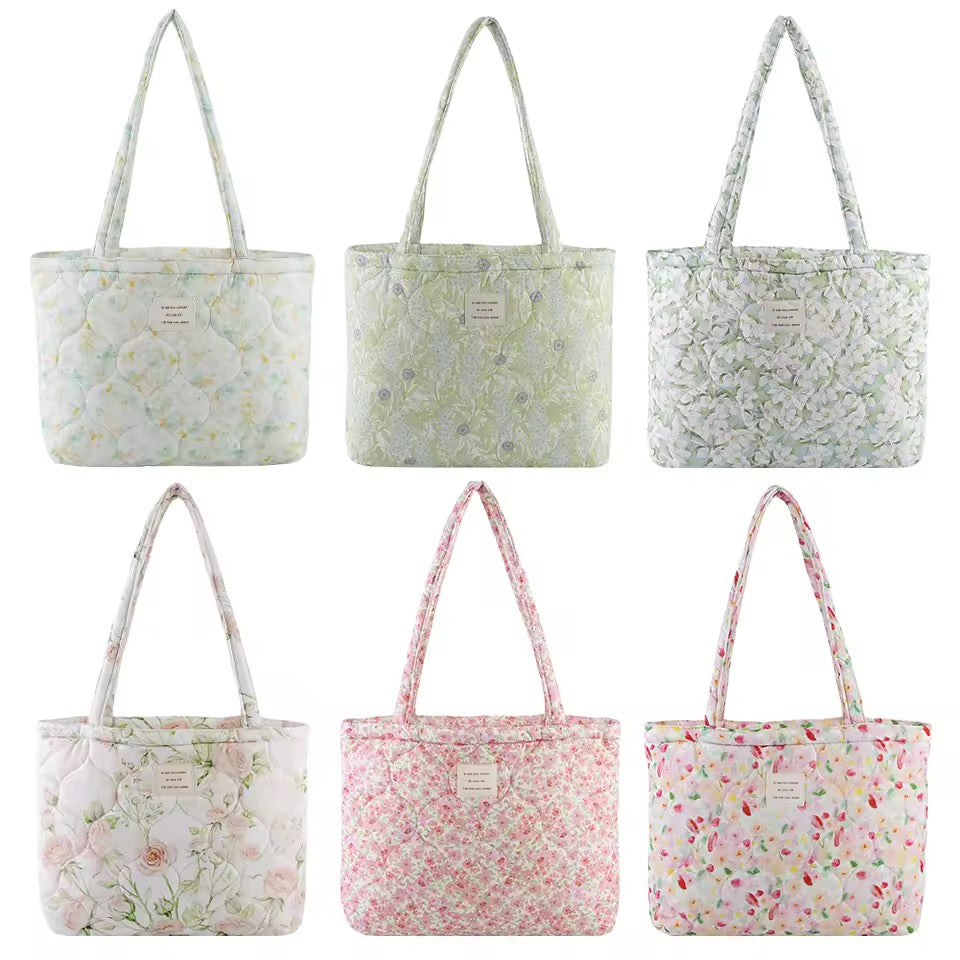 Floral Quilted Tote Bag - All Colours