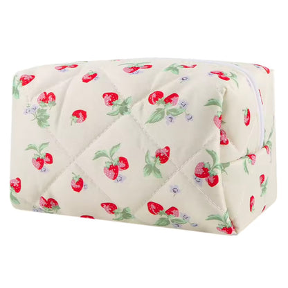 Quilted Strawberry Make Up Case