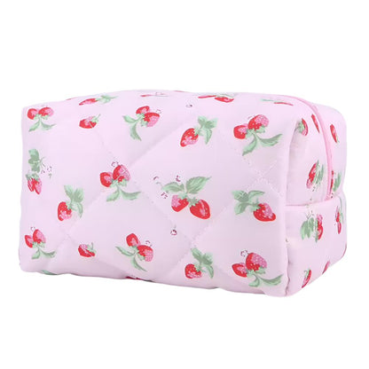Quilted Strawberry Make Up Case