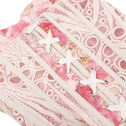 Scallop Mesh Corset Top - Pink/Purple