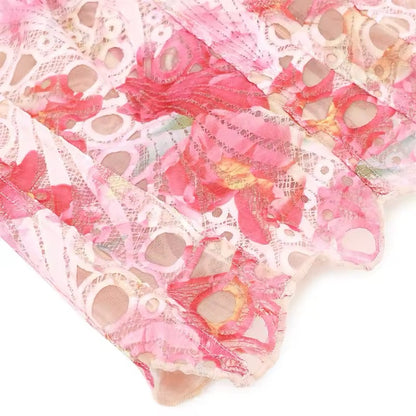 Scallop Mesh Corset Top - Pink/Purple