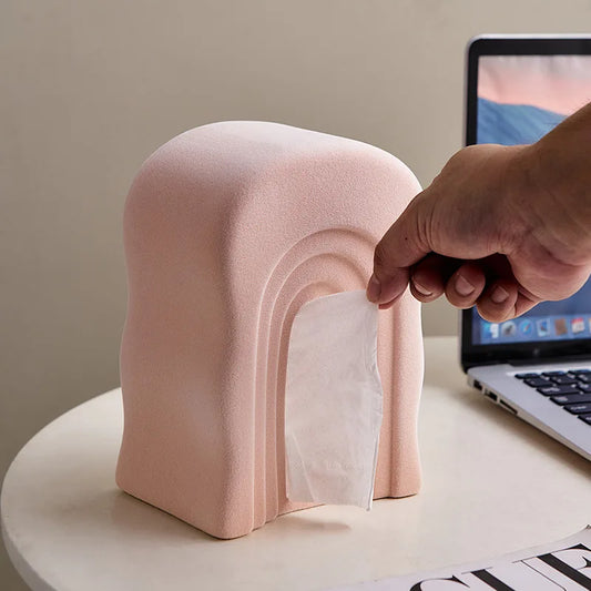 Pink ceramic tissue holder 