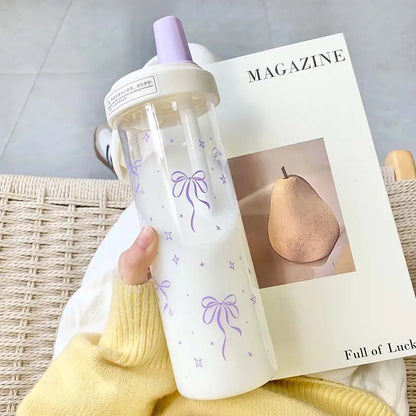 Purple water bottle with bows 