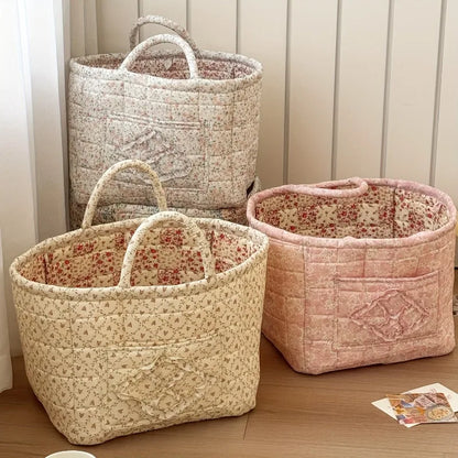 Quilted Floral Storage Baskets