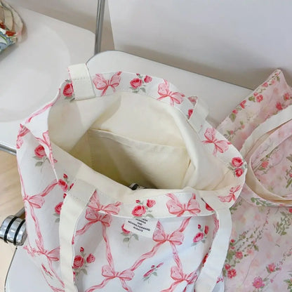 Pink Floral Vintage Tote Bags