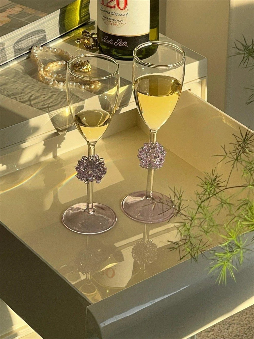 Purple Glass Champagne Flute